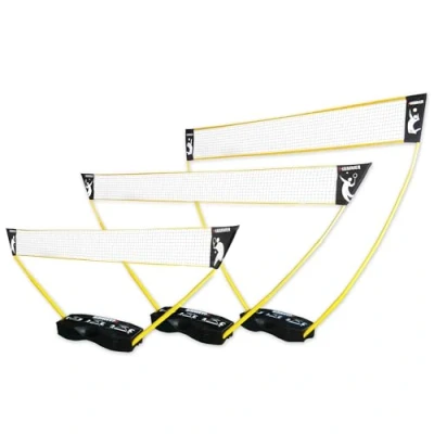 Abbildung von Hammer Tennisnetz, (Tragekoffer, Netze, Teleskop Netzpfosten, Bodenanker), 3in1 Netz Set für Badminton, Tennis und Volleyball