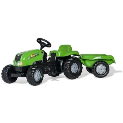 Abbildung von Trettraktor rollyKid X, Farbe gr&uuml;n mit Anh&auml;nger