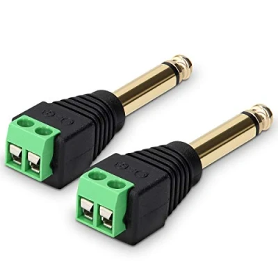 Abbildung von kwmobile 2X 6,35mm Klinkenstecker Adapter Klinke auf 2 Pin Audio Kabel Terminal Block Set Terminalblock 6.35mm polig Schraubbefestigung