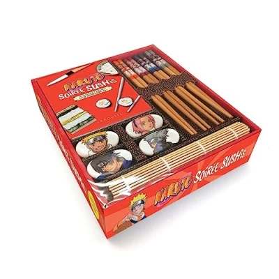 Abbildung von Naruto Soirée sushis: Coffret avec 4 paires de baguettes, repose 1 natte en bambou et livret