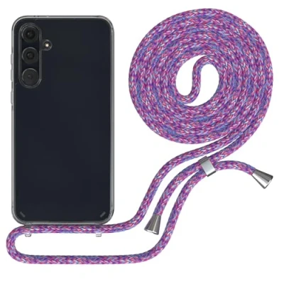 Abbildung von EAZY CASE Handykette kompatibel mit Samsung Galaxy A55 Kette zum Umhängen für Hülle Band aus Silikon stoßfeste transparente Handyhülle als Fallschutz in Unicorn