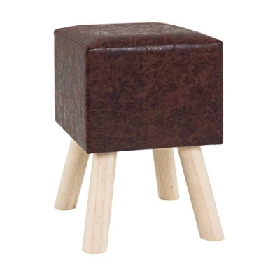 Abbildung von HAKU Möbel Hocker Dunkelbraun, Massivholz, PU Maße: B 30 cm x H 45 T cm, Style: Industrial