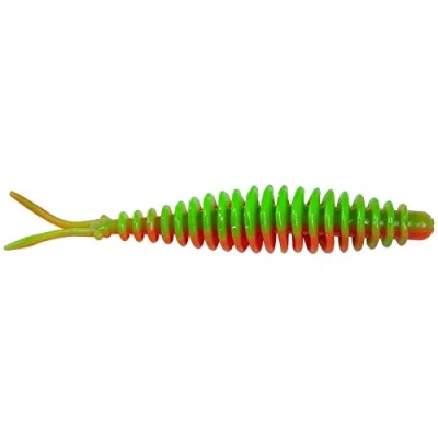 Abbildung von Quantum Magic Trout T Worm 6,5cm 1g V Tail Käse 6 Forellenköder, Farbe:neon gelb/schwarz