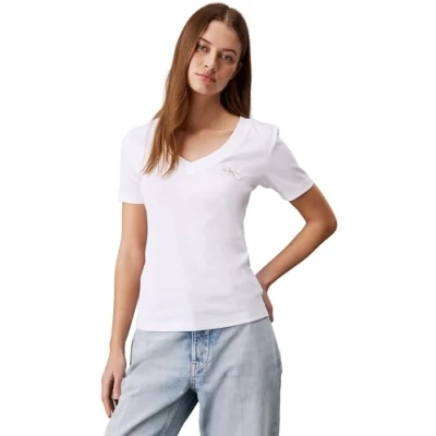 Abbildung von Calvin Klein Jeans V NECK TEE Tshirt basic, Damen, Größe: XS, Bright white
