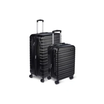 Abbildung von Amazon Basics Hartschalen Reisegepäck, ABS Trolley mit 4 Rollen, 2 teiliges Set, 55 cm,78 cm, Schwarz