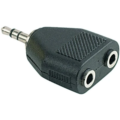 Abbildung von auvisio Kopfhörer Adapter: Stereo Verteiler 3,5 mm Klinken Stecker auf 2X Buchse (Kopfhörer Kupplung, Kopfhörerstecker, Lautsprecherausgang)