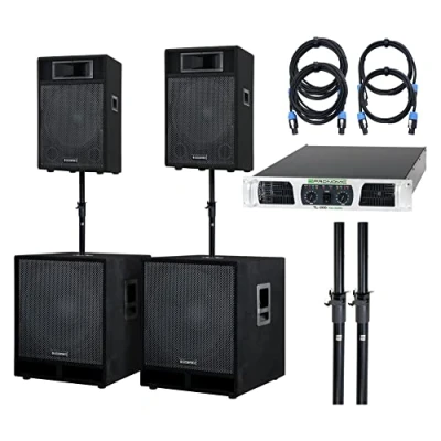 Abbildung von McGrey Powerstage 2800 PA Komplett Anlage 2x 10&#039;&#039; Boxen und 15&#039;&#039; Subwoofer Party Lautsprecher (N/A, 700 W, Set inkl. Endstufe)