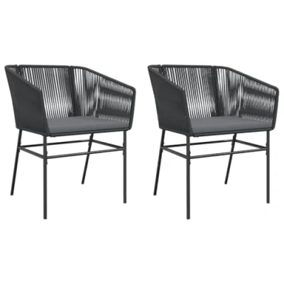 Abbildung von vidaXL Gartenstühle 2 STK., Gartenstuhl mit Kissen, Gartensessel Stuhl für Garten Balkon Terrasse, Sessel Stuhlset Gartenmöbel, Schwarz Poly Rattan