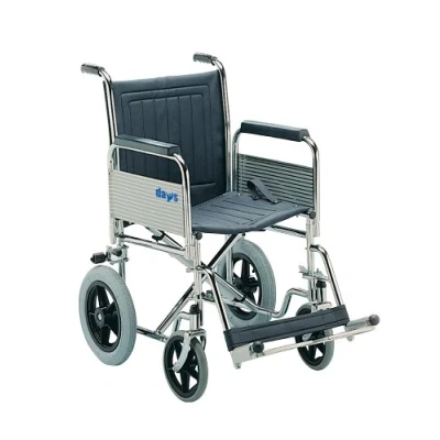 Abbildung von Days Transit Wheelchair, 40cm (16&quot;), Chrome Plated Steel Frame, Detachable Armrests &amp; Swing Away Footrests, Wipe Clean Seat, Folding Back for Transport, (Eligible VAT relief in the UK)