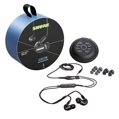 Abbildung von Shure AONIC 215 Wired Sound isolierende Ohrhörer, klarer Sound, Einzelfahrer, sichere In Ear Passform, abnehmbares Kabel, langlebige Qualität, kompatibel mit Apple &amp; Android Geräten Schwarz