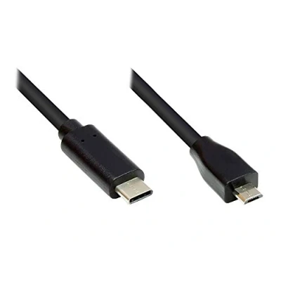 Abbildung von Good Connections USB 2.0 Anschlusskabel C Stecker an Micro B KUPFERLEITER, Doppelschirmung, 480 Mbit/s Datenübertragung schwarz 3 m, GC M0124