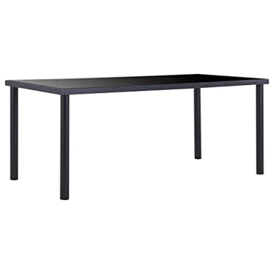 Abbildung von vidaXL Esstisch Küchentisch Glastisch Esszimmertisch Speisetisch Glas Tisch Esszimmer Küche Schwarz 180x90x75cm Hartglas Metallrahmen