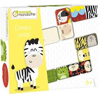 Abbildung von Avenue Mandarine 42764O Memory Domino (mit 28 Karten aus Karton, ideal für die Motorik Ihres Kindes, geeignet ab 3 Jahren) 1 Pack Tiere