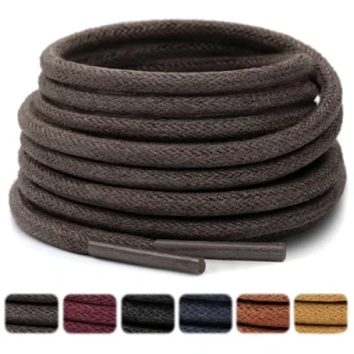 Abbildung von Stepace 2 Paar Runde Gewachst Schnürsenkel Reißfest Oxford Ersatz Schuhbänder für Business Schuhe Anzugschuhe, ca. Ø 2,5 3 mm, Dunkelbraun 106 cm