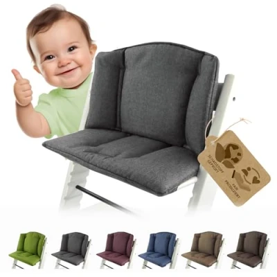Abbildung von BAMBINIWELT Sitzkissen Auflage Bezug Ersatzkissen Kissen kompatibel mit Stokke Tripp Trapp Hochstuhl (meliert dunkelgrau)