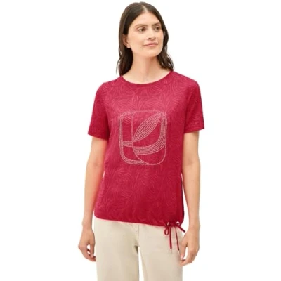 Abbildung von CECIL Damen B323517 T Shirt mit Schmucksteinen, Glazed Apple Red, XL