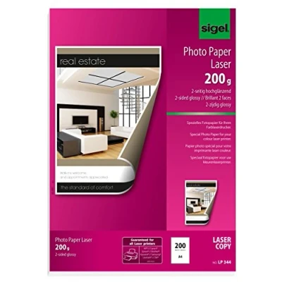 Abbildung von SIGEL LP344 Fotopapier für Laser / Kopierer, A4, 200 Blatt, hochglänzend, beidseitig bedruckbar, g