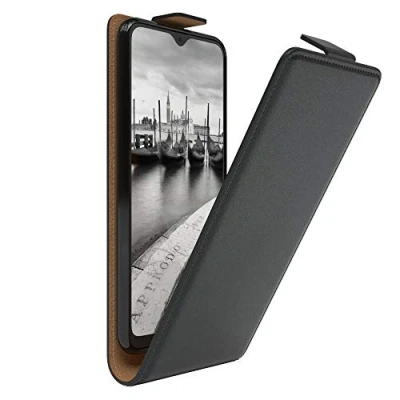 Abbildung von EAZY Case Hülle kompatibel mit Samsung Galaxy A10 Flip Cover zum Aufklappen, Handyhülle aufklappbar, Schutzhülle, Flipcover, Flipcase, Flipstyle vertikal klappbar, aus Kunstleder, Schwarz