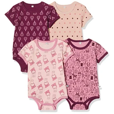 Abbildung von Pippi Baby Mädchen 4er Pack mit Aufdruck, Kurzarm Formender Body, Violett (Lilac 600), 92 EU