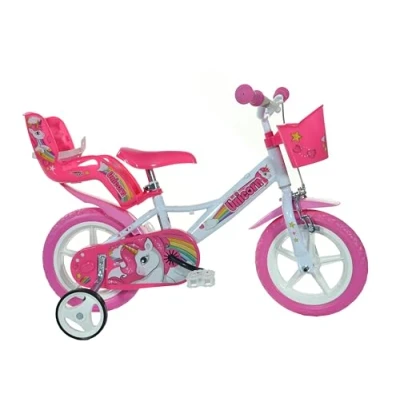Abbildung von Dino Kinderfahrrad &quot;Unicorn Einhorn 12 Zoll&quot;, 1 Gang, mit Stützrädern, Korb und Puppensitz