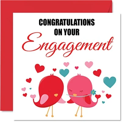 Abbildung von Stuff4 Verlobungskarten für Paare Liebesvögel Herzlichen Glückwunsch Happy Engagement Geschenke, Well Done Card Congrats, 145 mm x Hochzeitsgrußkarten Verlobte