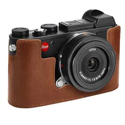 Abbildung von MegaGear Leica CL Ever Ready Echtleder Kamera Halbtasche mit Trageriemen Braun
