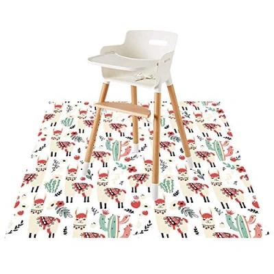 Abbildung von CLCROBD Baby Splat Bodenmatte für unter Hochstühlen/Kunst/Handwerk, 129,5 cm, wasserdicht, rutschfest, Essen, schmutzabweisend, waschbare Bodenschutzmatte und Tischdecke (Alpaka)