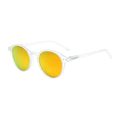 Abbildung von ZENOTTIC Sonnenbrille Polarisiert Rund Retro Klassisch UV 400 Schutz Vintage Rahmen für Herren Damen (MATT KRISTALL + REFLEKTIERENDES ROT)
