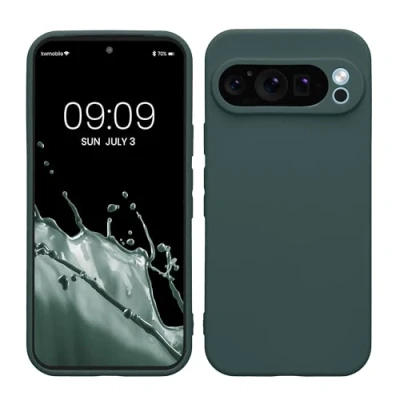Abbildung von kwmobile Handyhülle kompatibel mit Google Pixel 9 Pro Hülle Handy Case aus weichem Silikon in Blaugrün