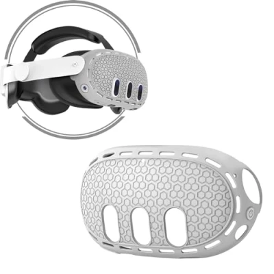 Abbildung von Baomaeyea VR Headset Shell Schutzhülle für Meta Quest 3,Silikon Front Face Protector Abdeckung Kompatibel mit 3 Schockproof &amp; Dauerhafter umfassender Schutz (Gray)