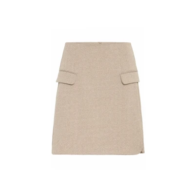 Abbildung von ICHI Ihkate Jacquard Alinienrock, Damen, Größe: XL, Fungi almond milk herringbone