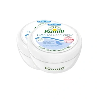 Abbildung von 2er Set Kamill Hand und Nagelcreme Sensitiv (2x250ml) parfümfrei besonders hautverträgliche Handplfege mit Bio Kamille aus kontrolliert biologischem Anbau Bisabolol, für Allergiker geeignet