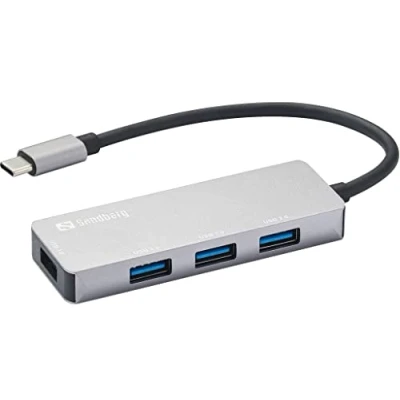Abbildung von Sandberg 336 32, USB 3.2 Gen 1 (3.1 1) Type C, 2.0, A, 5000 Mbit/s, Grau, Aluminium,