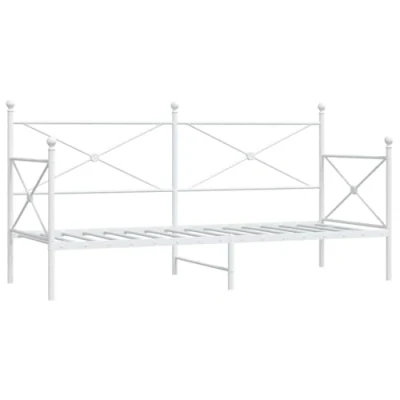 Abbildung von vidaXL Tagesbett ohne Matratze Weiß 80x200 cm Stahl, Schlafbett, Schlafsofa, Couchbett, Gästebett, Tagesbettsofa, bequemes Schlafsofa