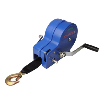Abbildung von Handwinde gebremst KNOTT ,2 speed, 900kg Windengurt 7m mit Haken TrailerPlus Anhängerersatzteile