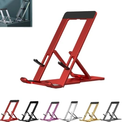Abbildung von VIUXL Folding Bracket, New 2024 Fashion Bracket for Phone, Foldable Aluminum Desktop Phone Stand, Portable Applicable to All (Red)