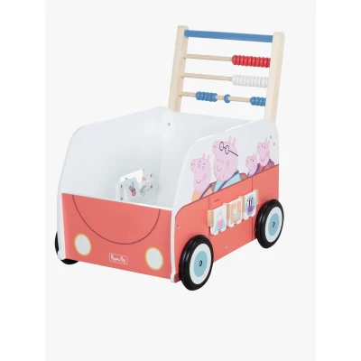 Abbildung von roba Bully Schiebebus Peppa Pig für Kinder Lauflernwagen / Puppenwagen aus Holz mit Spielfunktionen Lauflernhilfe Mädchen &amp; Jungen ab 12 Monaten…
