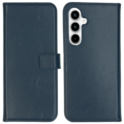 Abbildung von Samsung Galaxy A55 Hülle Echtleder Selencia Klapphülle Handyhülle Blau
