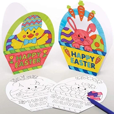 Abbildung von Baker Ross AX775 Karten im Osterkorbmotiv zum Ausmalen, Osterkarten für Kinder, 10 Stück