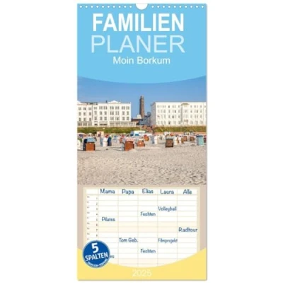Abbildung von Familienplaner 2025 Moin Borkum mit 5 Spalten (Wandkalender, 21 cm x 45 cm), CALVENDO