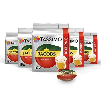 Abbildung von 3,30 Rabatt 5 stücke Tassimo Jacobs Café au Lait 1.30 kg