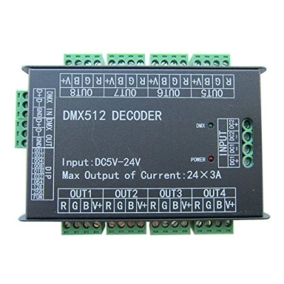Abbildung von High Power 24 Channel RGB 3A/CH DMX512 Controller Led Decoder Dimmer 500Hz Flicker Free Smoother Dimming DMX Signal Indicator Flashes Function DC 5V 24V