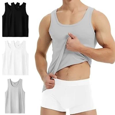 Abbildung von YouShow Tank Top Herren Unterhemd Männer 100% Hochwertige Baumwolle Gym 5er Pack Schwarz 2 Weiß Grau 1 M