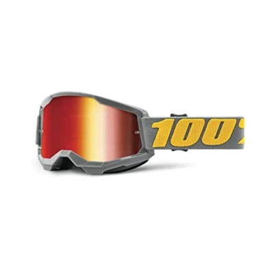 Abbildung von 100% Strata 2 Izipizi Radbrille, Grau/Gelb, Spiegelglas Rot
