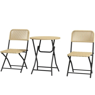 Abbildung von Outsunny Sitzgruppe Balkonmöbel Set inkl. Couchtisch, 2 Stühle, (Gartenmöbel, 3 tlg., Balkon Sitzgarnitur), für Balkon, Terrasse, Stahl, Gelb