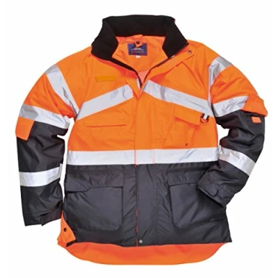Abbildung von Portwest 2 farbige atmungsaktive Warnschutzjacke, Größe: L, Farbe: Orange/Marine, S760ONRL