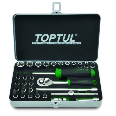 Abbildung von TOPTUL GCAD3102 Steckschlüsseleinsatz Set Sechskant, Kreuzschlitz (PH), Torx, Schlitz Chrom Vanadium Stahl
