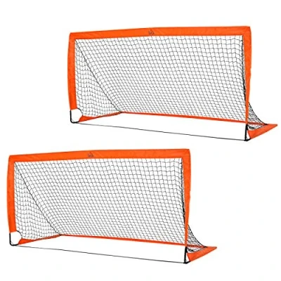 Abbildung von HOMCOM Fußballtor faltbar, Metall, Oxfordstoff, für Kinder (2er Set Minitore, 2 St., Fußballnetz), Outdoor, Orange, 183 x 90 cm