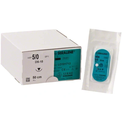 Abbildung von SERALENE Nahtmaterial blau 5/0 DS 15 24 Nadeln