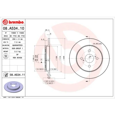 Abbildung von Bremsscheibe BREMBO 08.A534.11